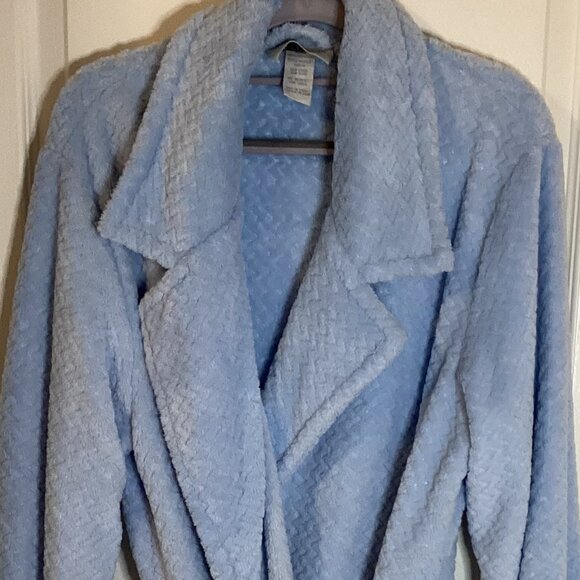Jessica Women's Short Bathrobe Soft Plush Blue Housecoat Size M Warm Cozy Robe - Picture 2 of 7